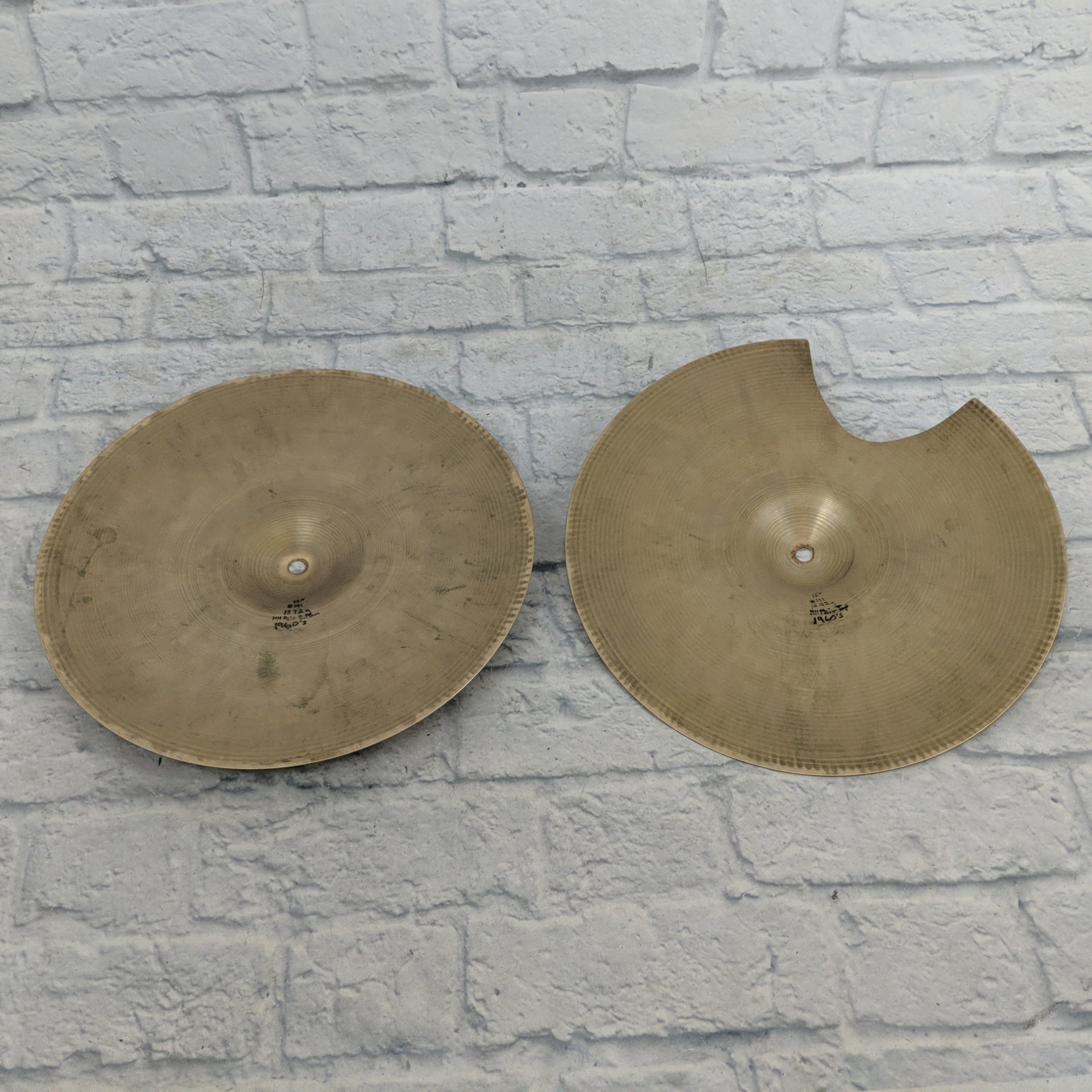 Zildjian Avedis Vintage 1960's 15" Hi Hats (Damaged)