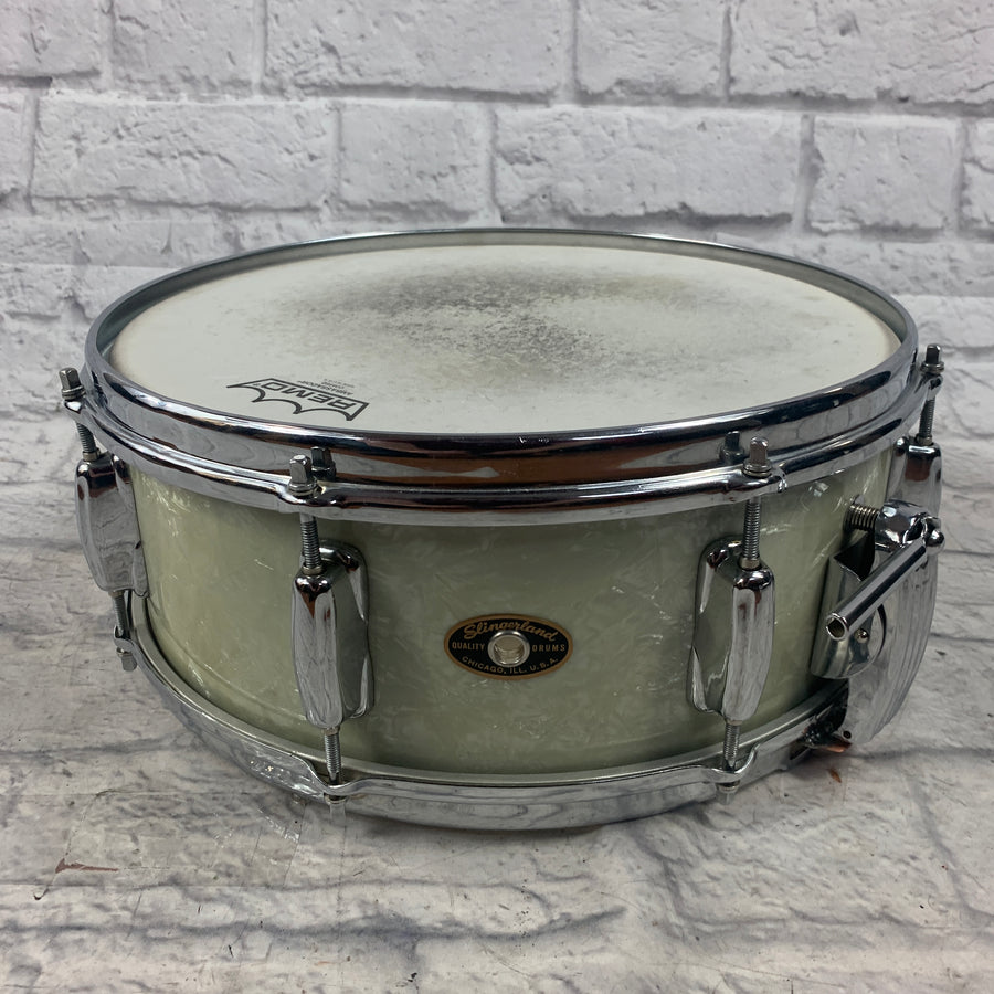 Vintage 1950s Slingerland Radio King 5.5x14" 8-Lug Snare Drum White Marine Pearl