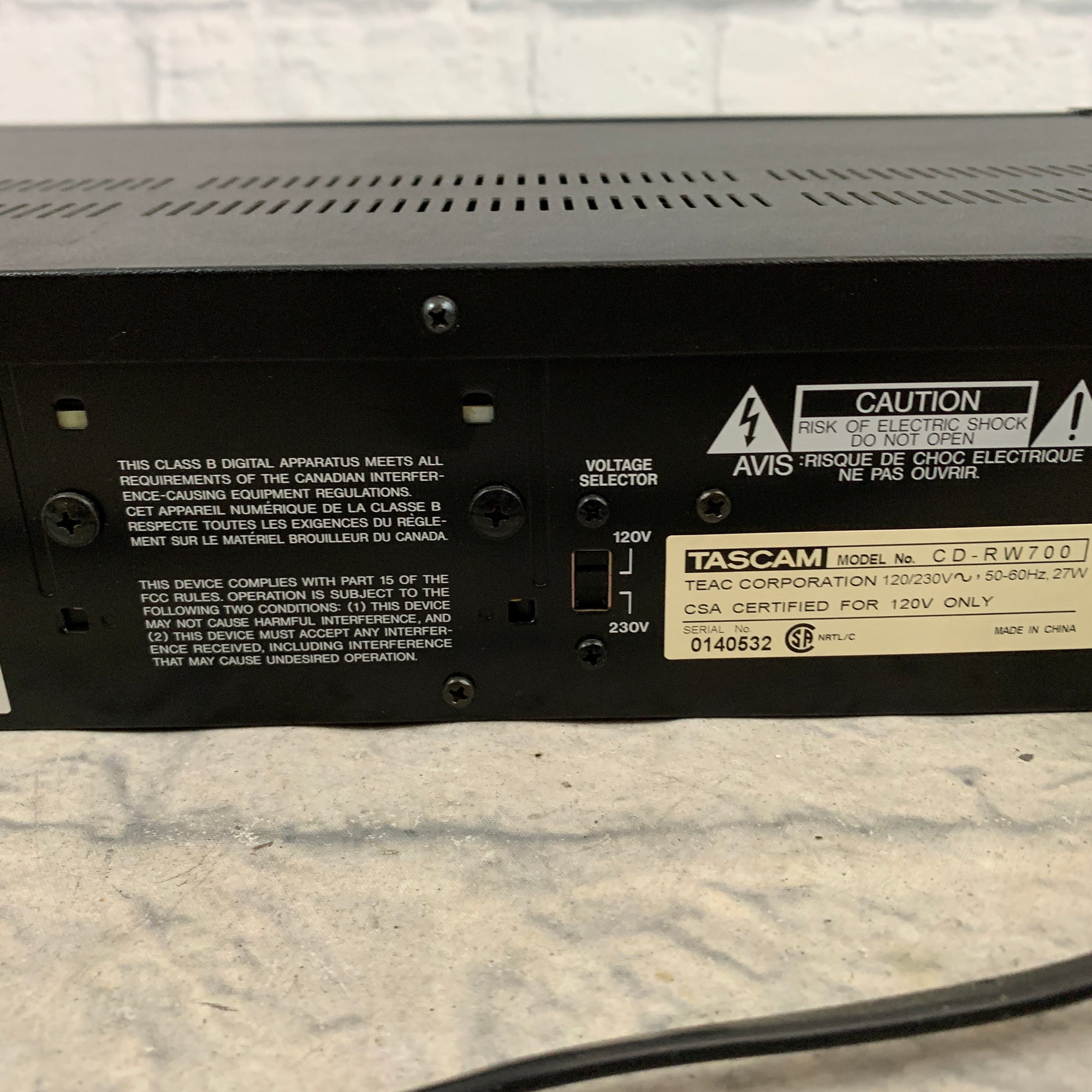 Tascam CDRW 750 CD Recorder (for parts)