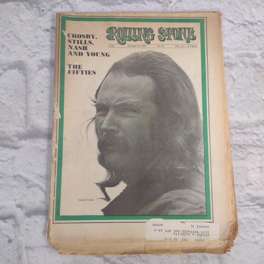 Vintage Rolling Stone Magazine - No 44 October 18 1969 - Crosby Stills Nash and Young Cover