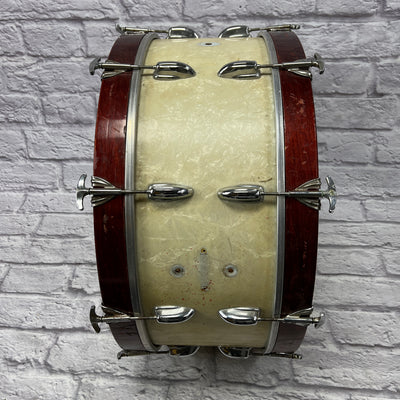 Vintage Slingerland 26x10 White Marine Pearl WMP with Red Hoops Marching Bass Drum