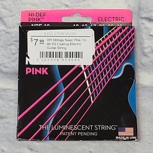 DR Strings Neon Pink 10-46 K3 Coating Electric Guitar String
