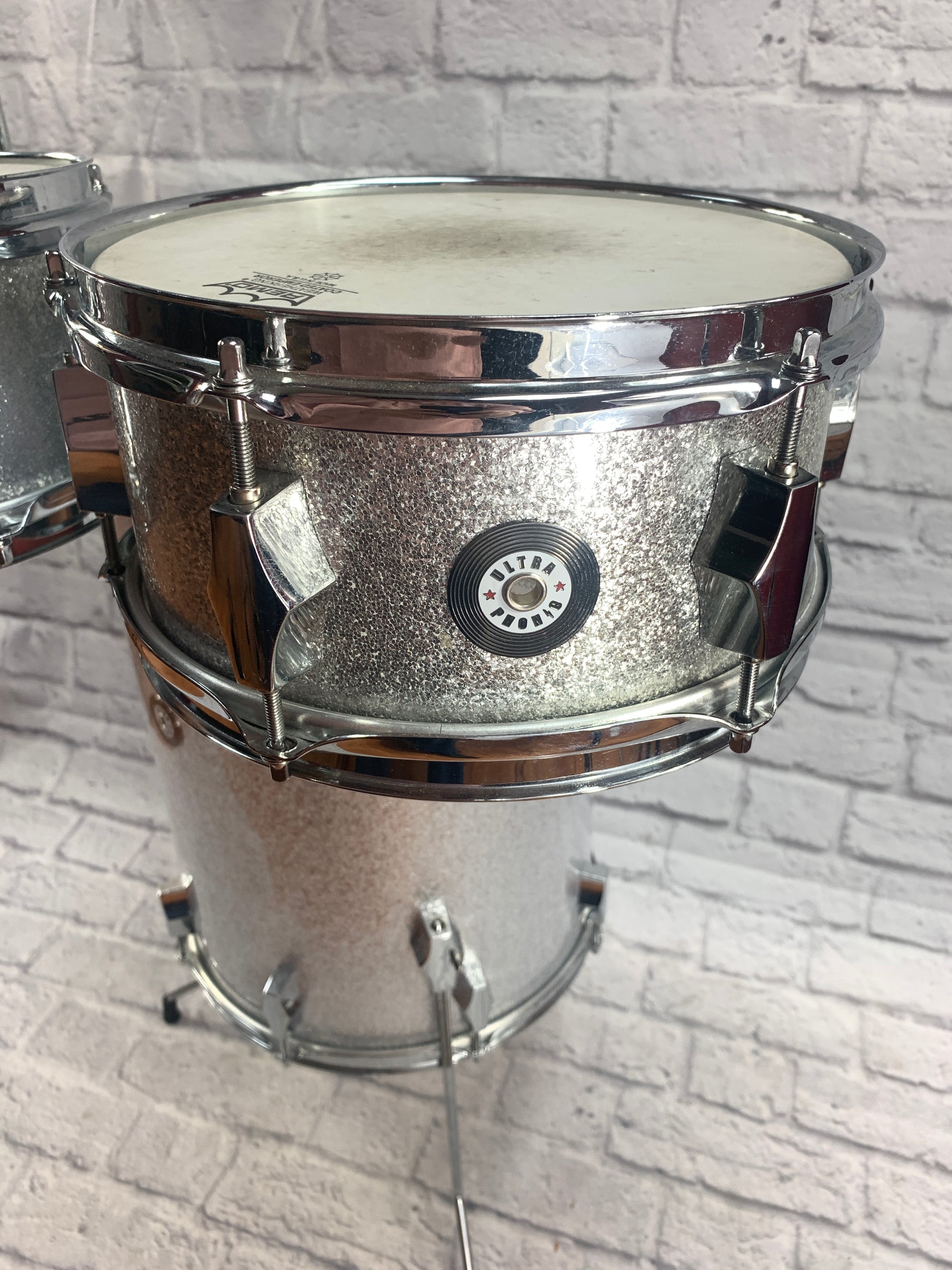 Ultraphonic UP-C 3 Piece Standing Cocktail Drum Kit Silver Sparkle