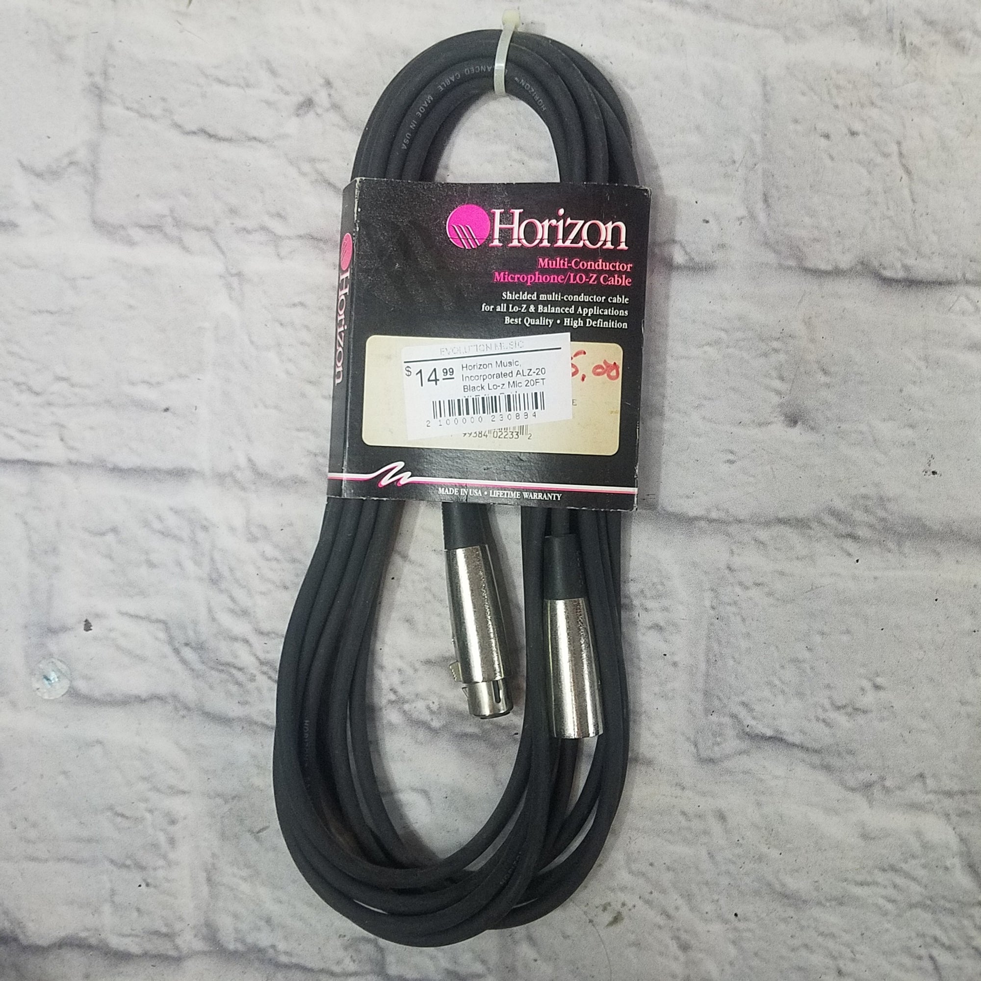 Horizon Music, Incorporated ALZ-20 Black Lo-z Mic 20FT XLR f/m Cable