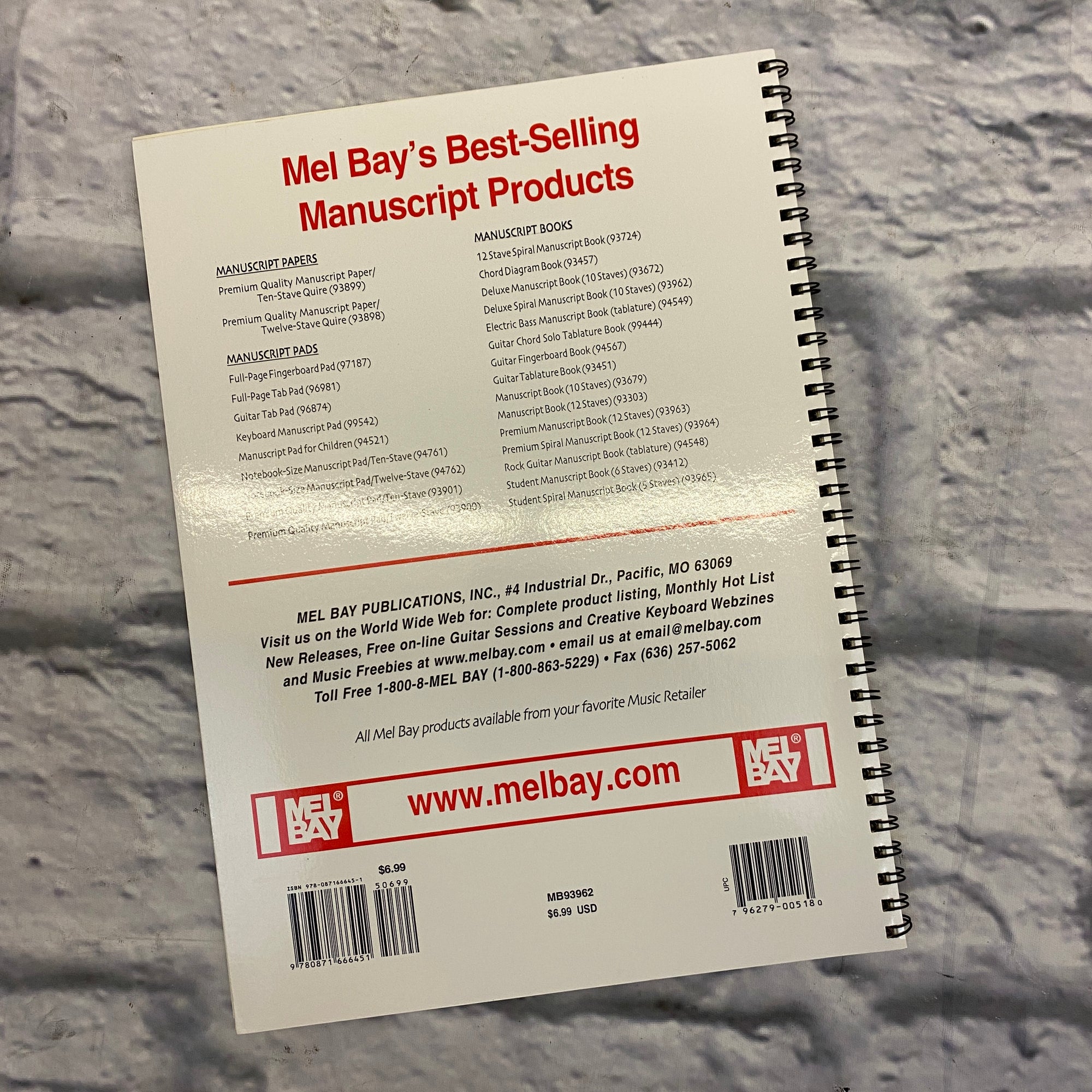 Mel Bay Deluxe Spiral Manuscript Book