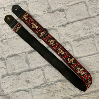 Red-and-White Woven Guitar Strap