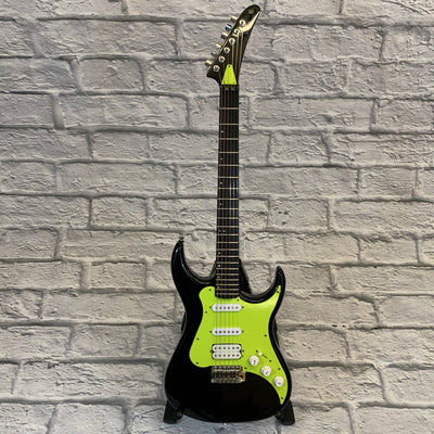 Partscaster HSS Electric Guitar Black w/ Neon Green Pickguard