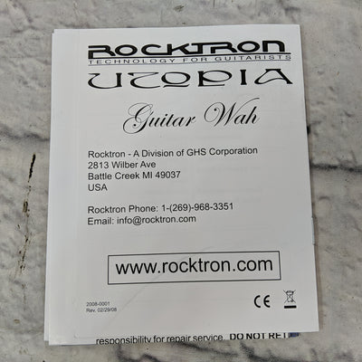 Rocktron Utopia Guitar Wah Wah Pedal ""New Old Stock"