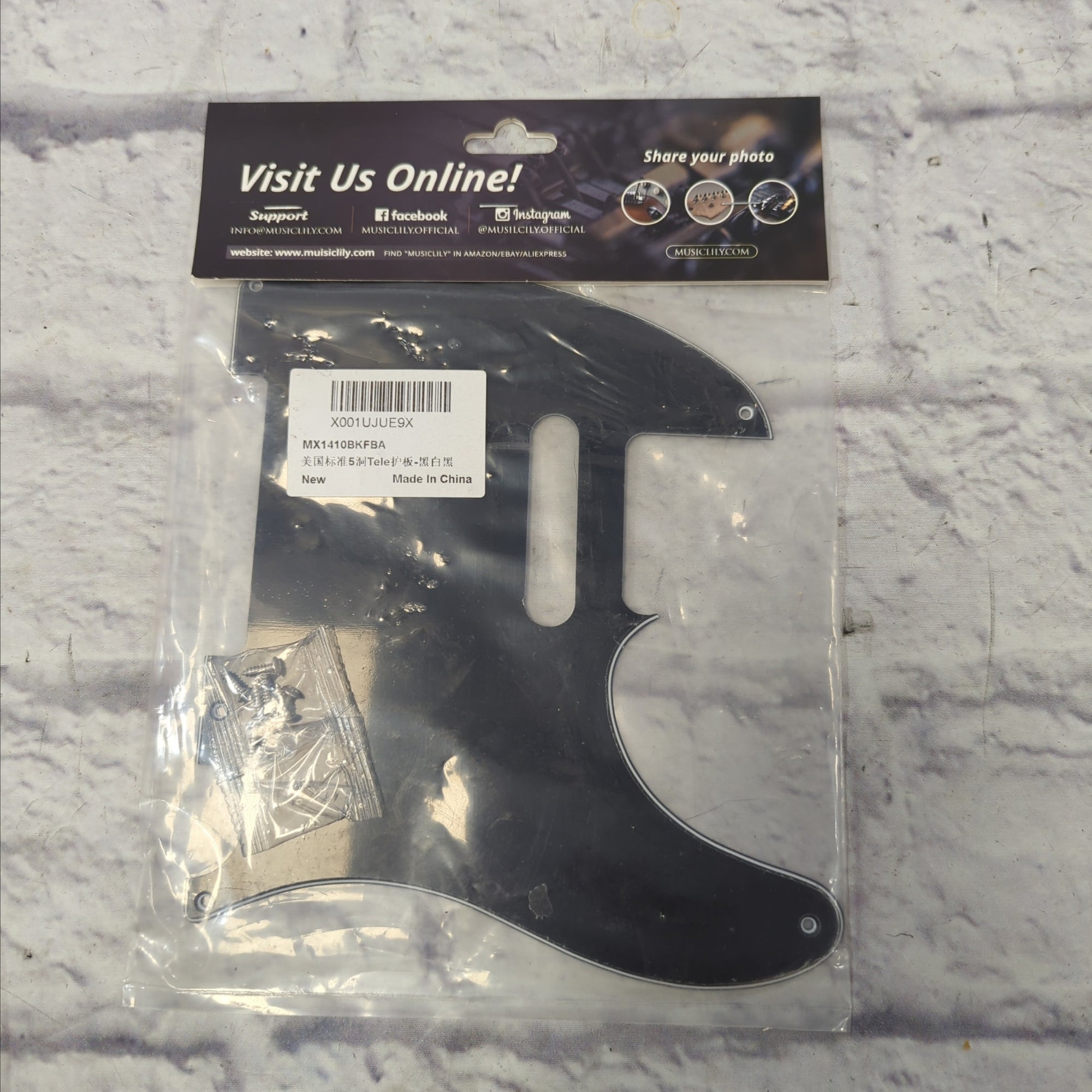 Musiclily Telecaster Pickguard Black White Black