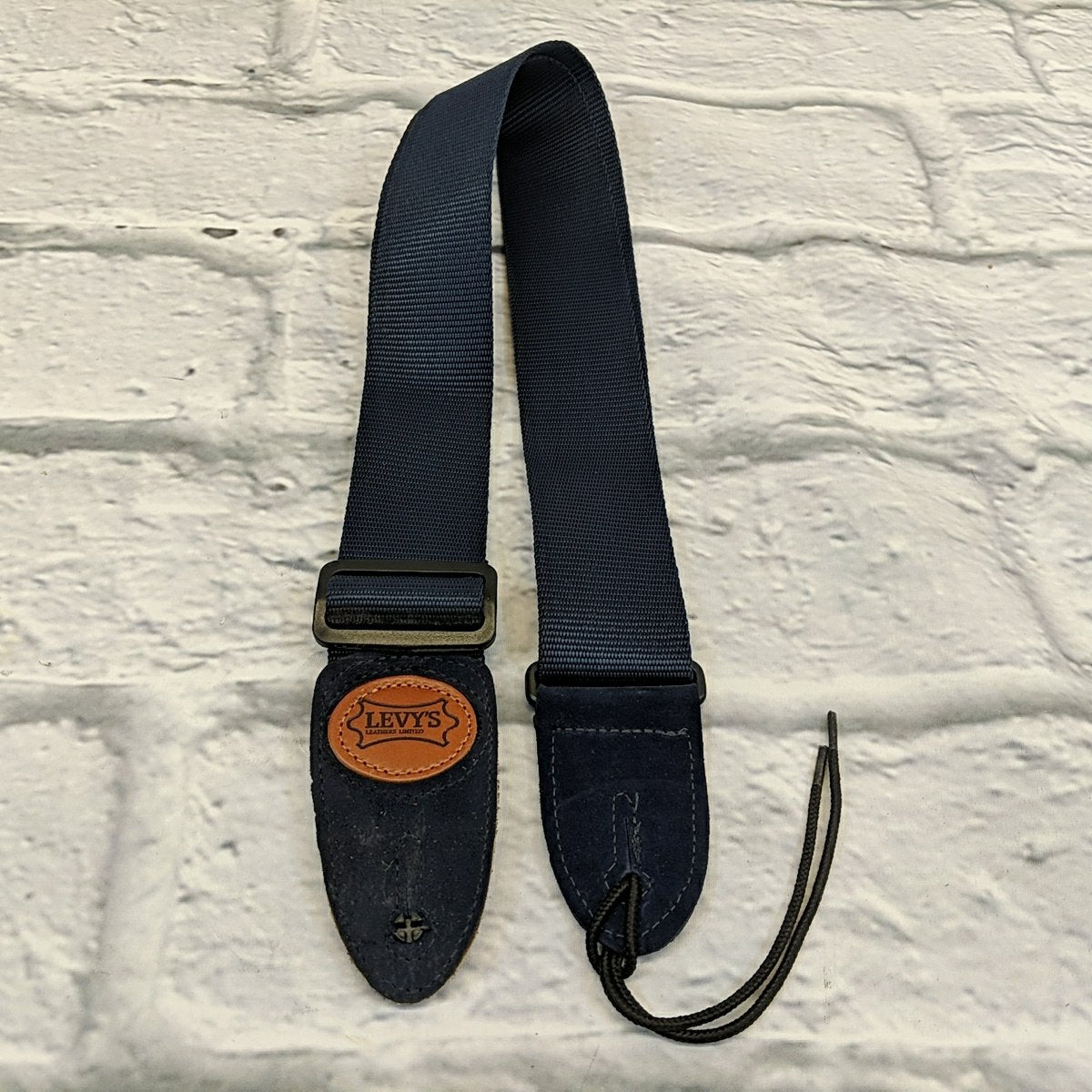 Levy's MSS8 Navy Blue 2" Wide Soft-hand Polypropylene Guitar Strap with Leather Ends