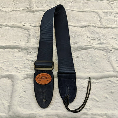 Levy's MSS8 Navy Blue 2" Wide Soft-hand Polypropylene Guitar Strap with Leather Ends