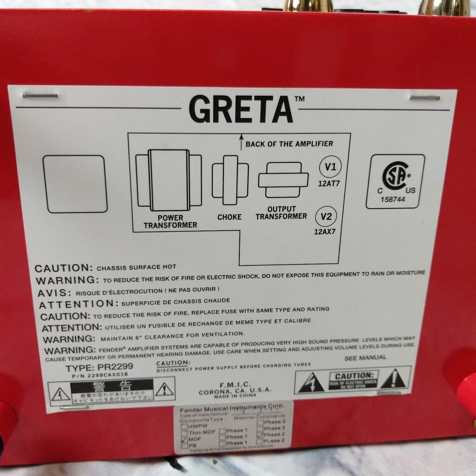 Fender Greta Tube Amp Head for Electric Guitar