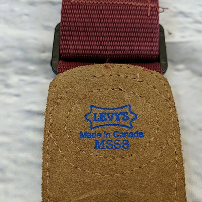 Levy's MSS8 Maroon 2" Wide Soft-hand Polypropylene Guitar Strap with Leather Ends