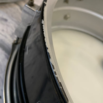 Ludwig No. 404 Acrolite 5x14" Aluminum Snare with Pointed Blue/Olive Badge 1970s
