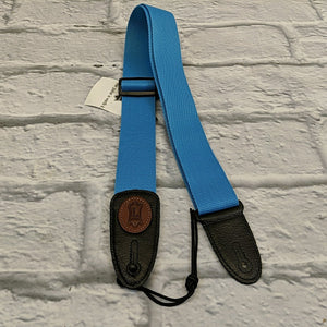 Levy's MSS8 Light Blue 2" Wide Soft-hand Polypropylene Guitar Strap with Black Leather Ends