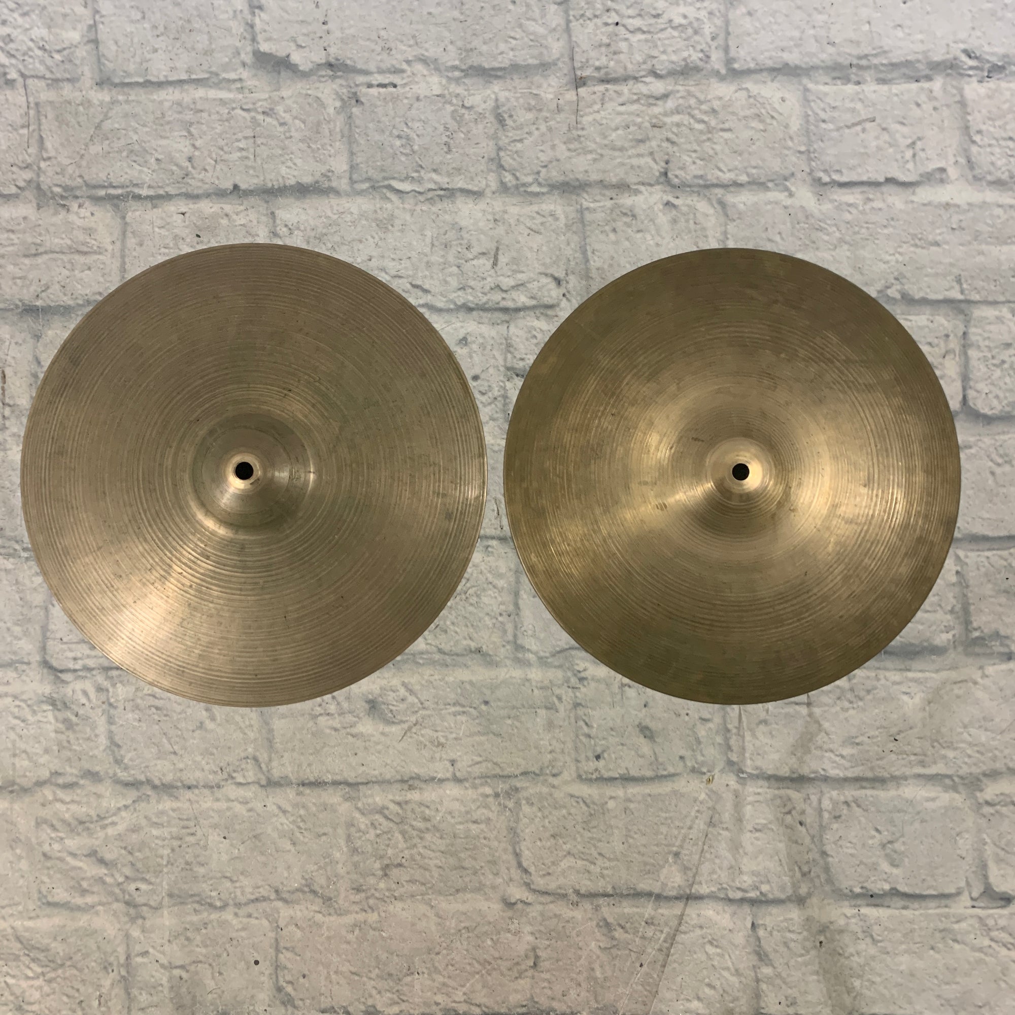 Vintage 70s 'Thin Stamp' Zildjian 14" Hi Hat Cymbal Pair