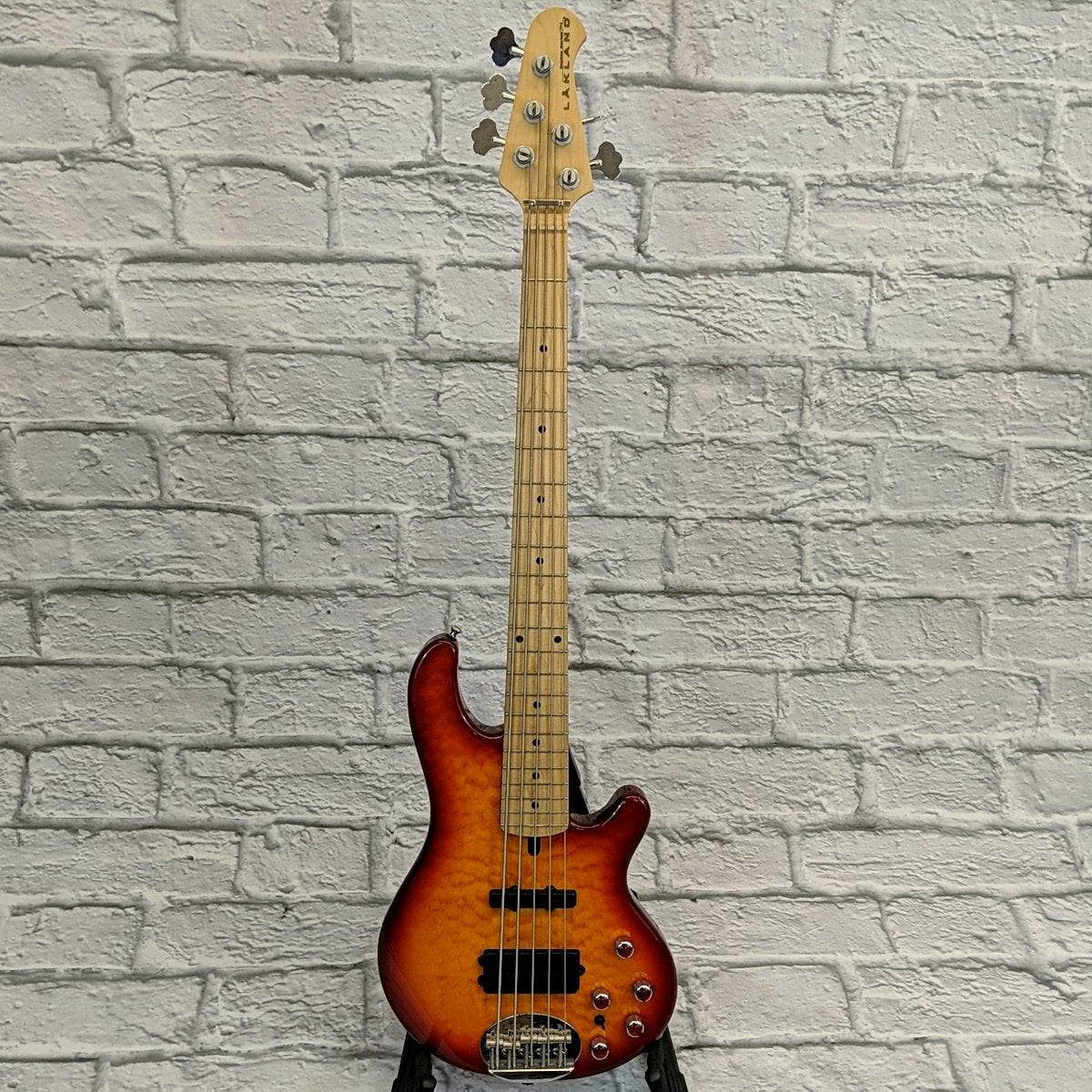 2015 Lakland 55-02 Deluxe Cherry Sunburst Finish 5 String Electric Bass Guitar w/ case