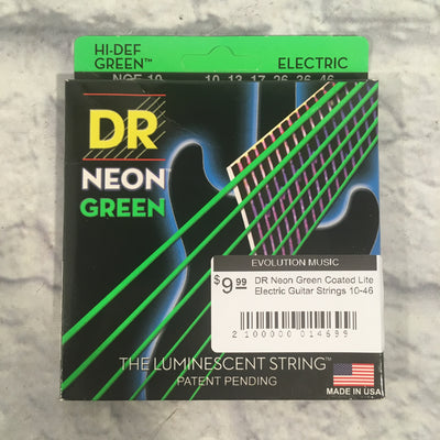 DR Neon Green Coated Lite Electric Guitar Strings 10-46