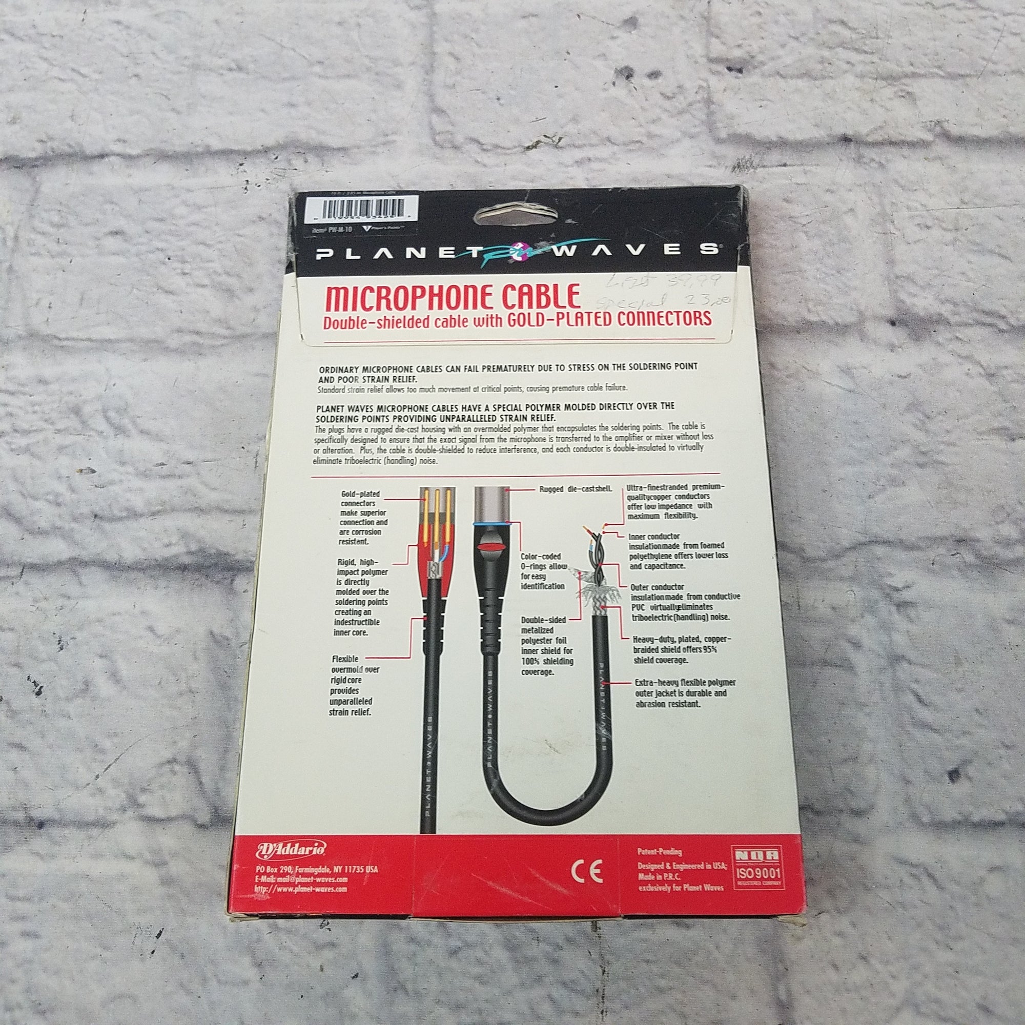 Planet Waves 10ft Double Shielded XLR Micro phone Cable