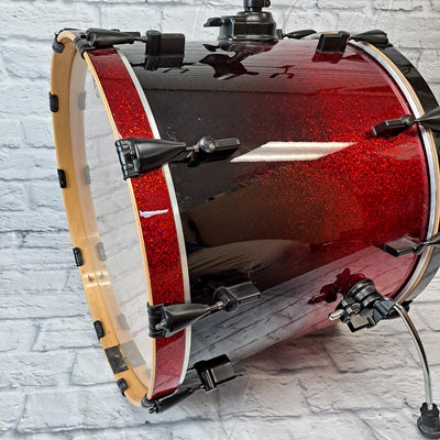 Sonar Force 3007 red to black fade sparkle drum kit