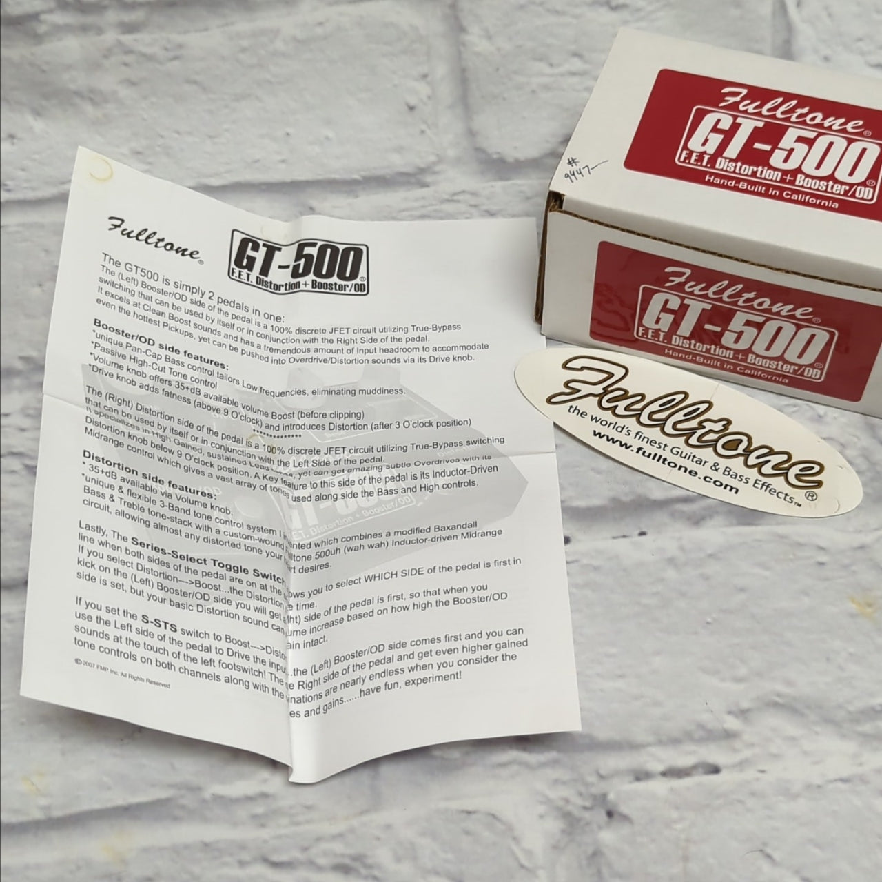 Fulltone GT-500 FET Distortion + Booster/OD Overdrive Guitar Effect Pedal