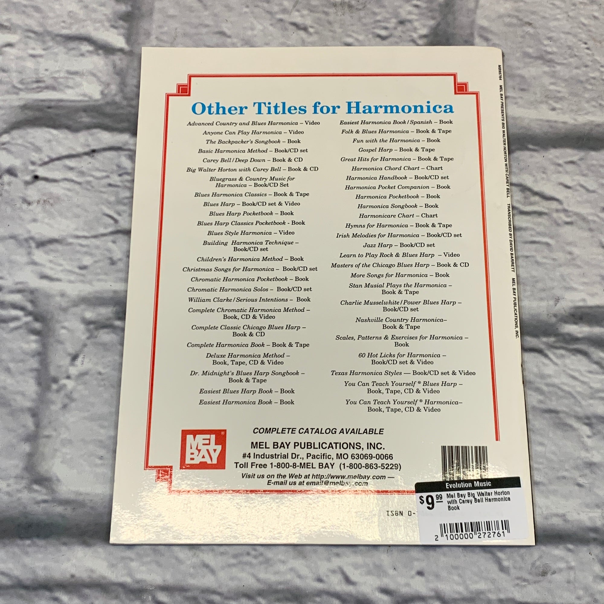 Mel Bay Big Walter Horton with Carey Bell Harmonica Book