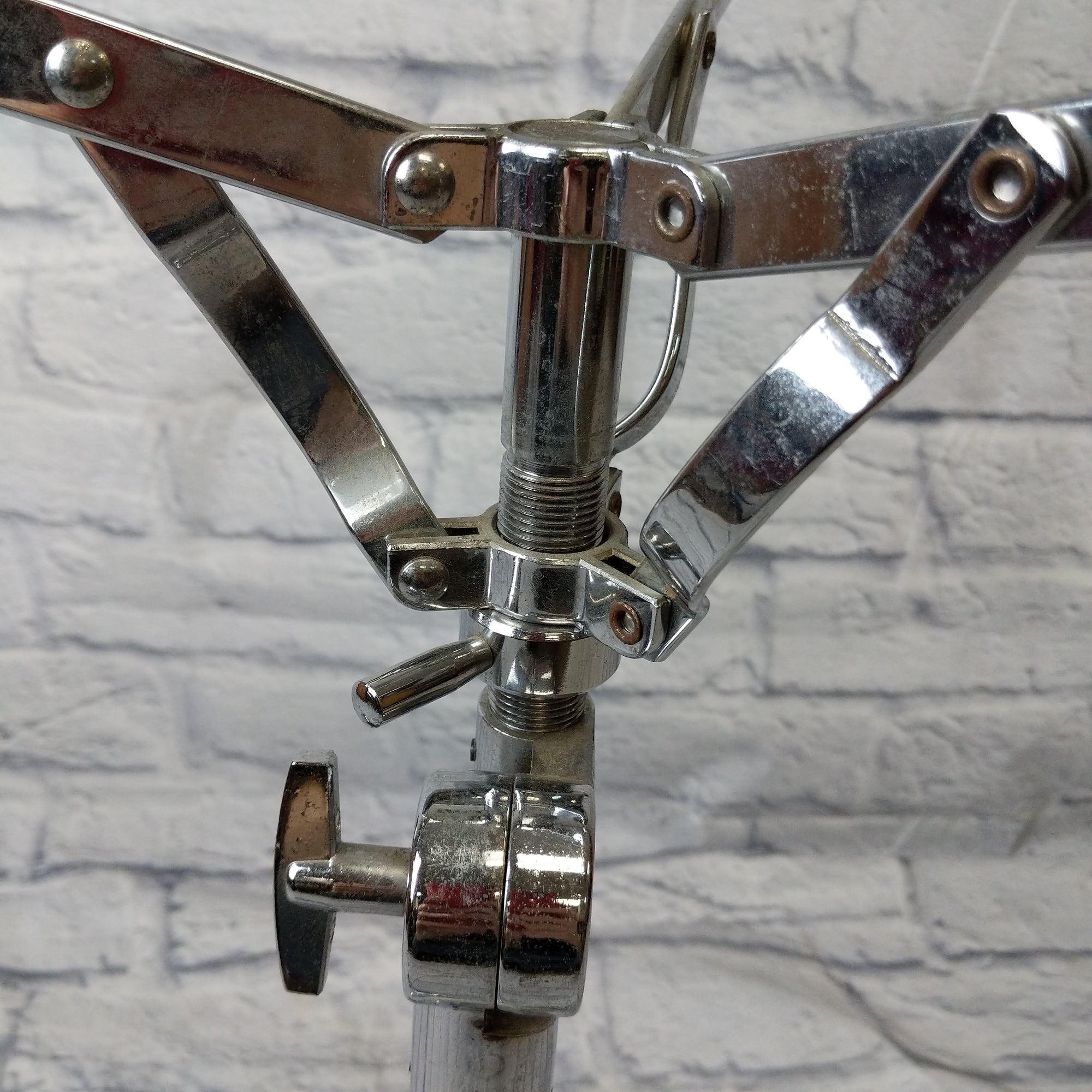 Vintage Ludwig Snare Drum Stand Black and White Label Double Braced Heavy Duty