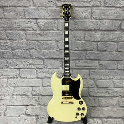 Unknown SG-style Copy 61' Reissue Electric Guitar Classic White w/ Case