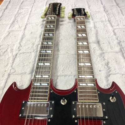 Epiphone G-1275 Cherry Double Neck SG with Hard Shell Case