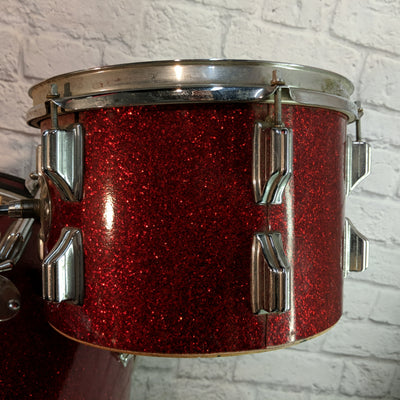 Vintage Early 60s Rogers Holiday Red Sparkle 3pc Drum Kit 20/16/12 Cleveland Era