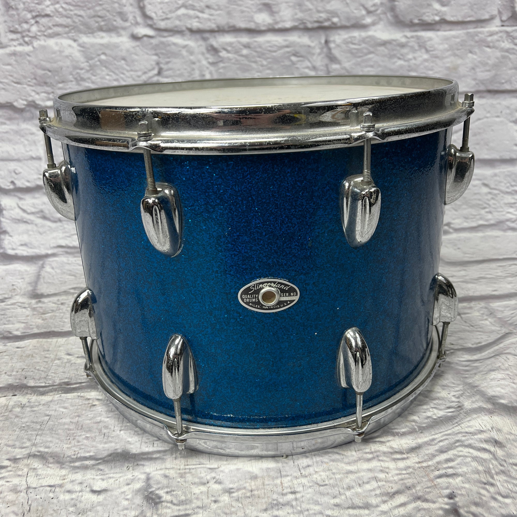 Vintage 1970s Slingerland 14x10 14x10" Rack Tom - Blue Sparkle