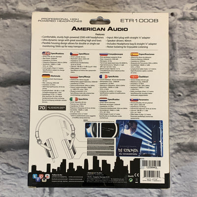 American Audio ETR1000B High Performance DJ Headphones Blue