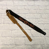Suede Leather 2 1/2in Guitar Strap with Brown Flower Design