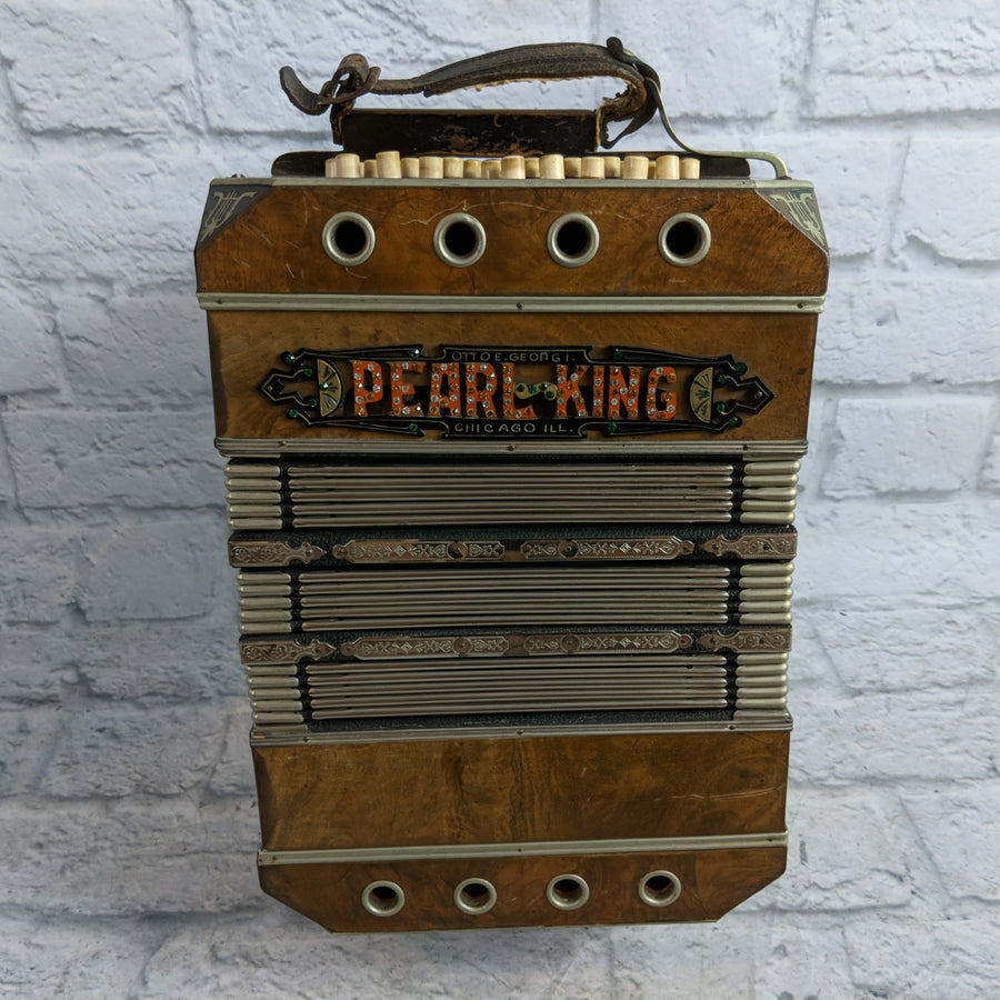 Vintage 1920s Pearl King Concertina Otto E. Georgi with Hardcase Accordion