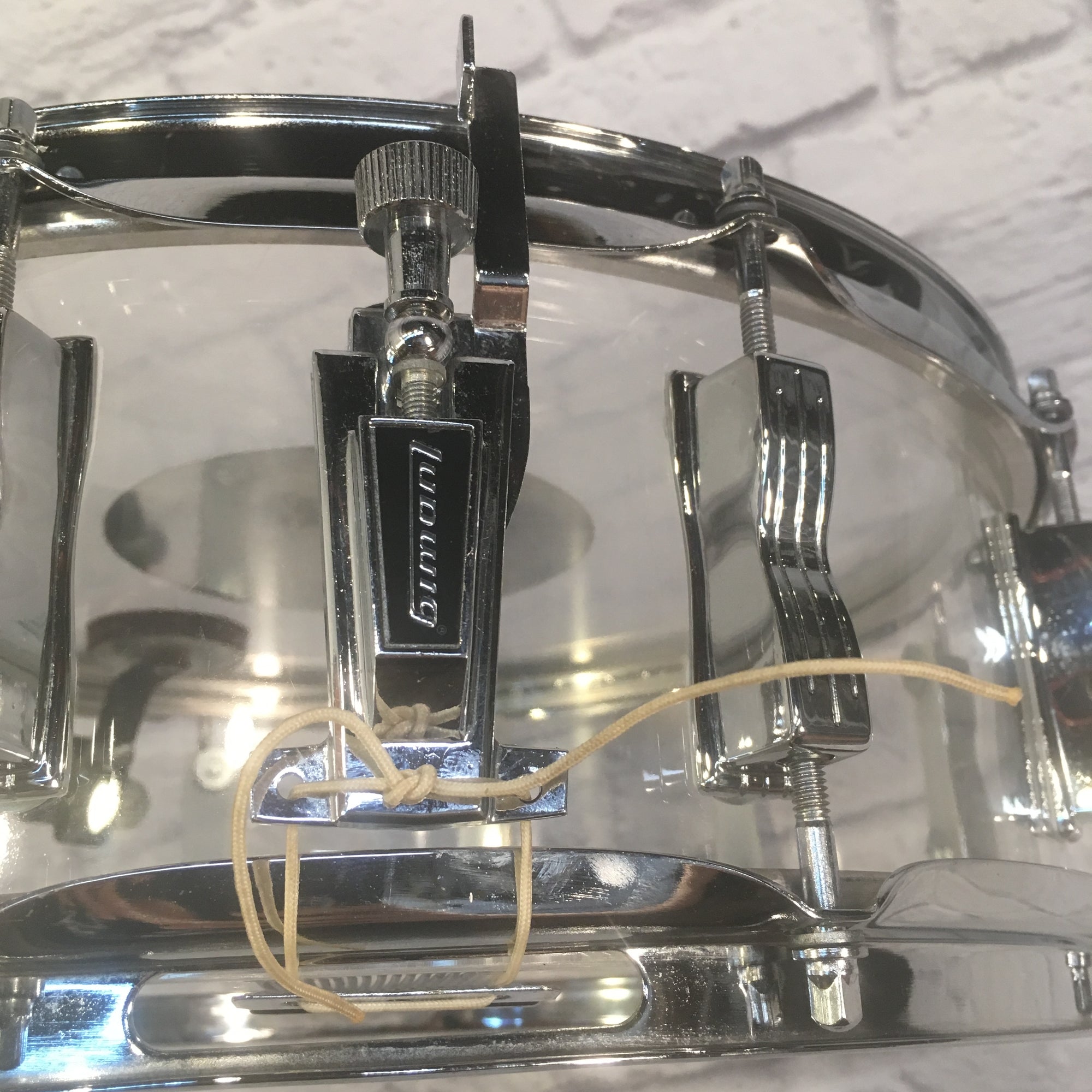 Rare 1976 Ludwig 14x5 Vistalite 10 Lug Clear Snare Drum