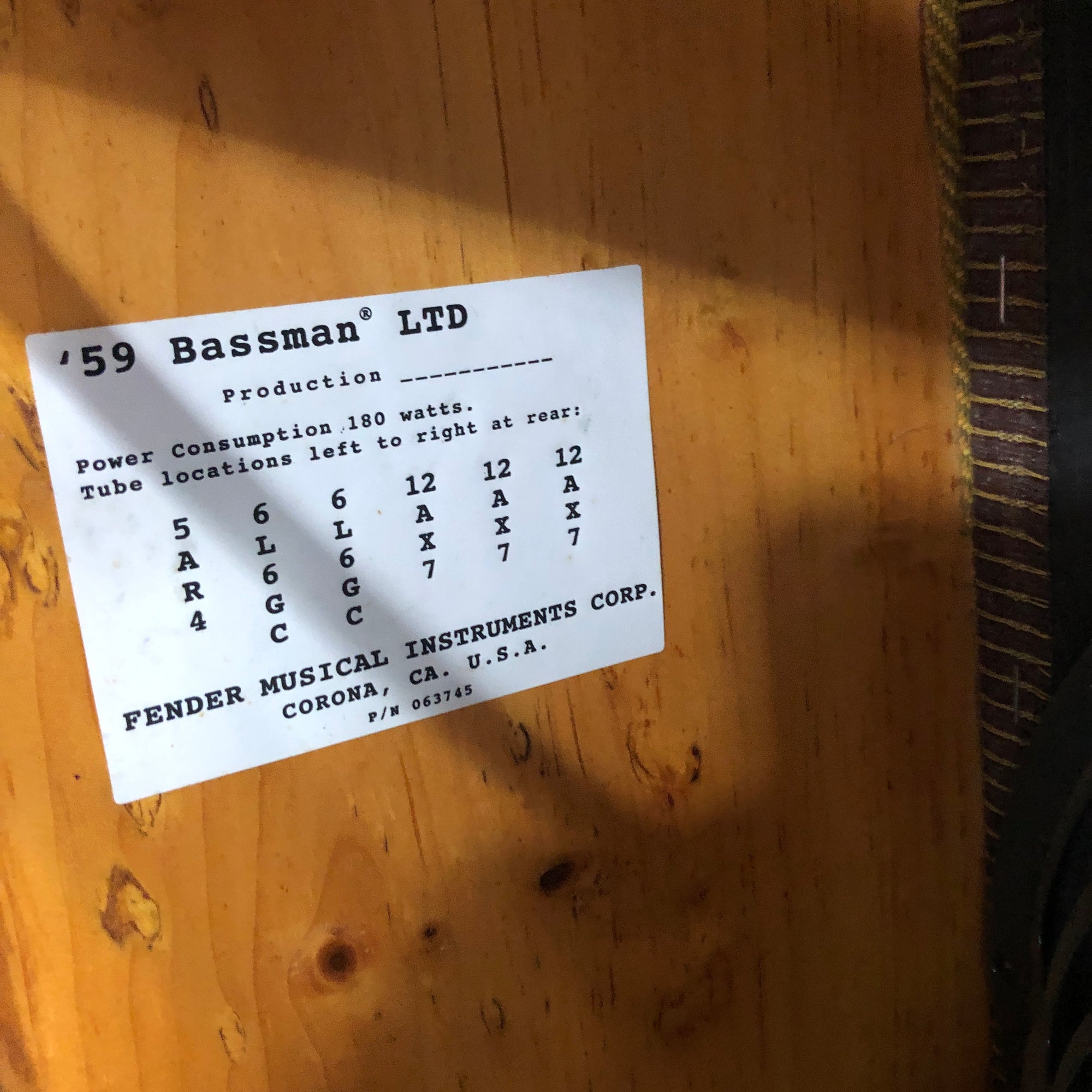 Fender '59 Bassman LTD 4x10 Tweed Guitar Combo Amp