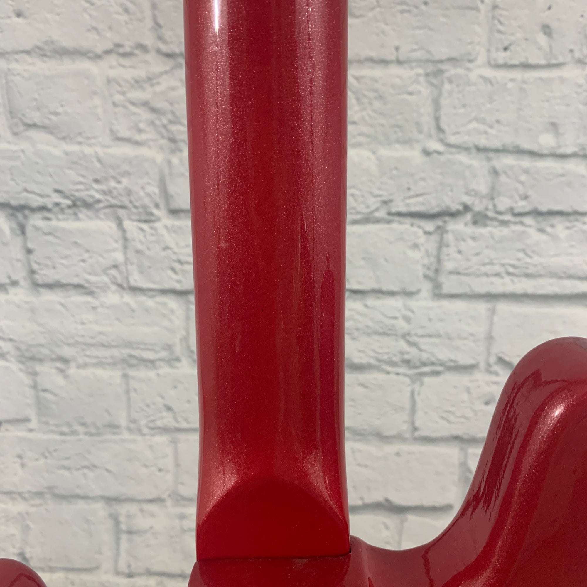 De-Fretted Crescent P-Bass 4 String - Red Glitter Matching Headstock