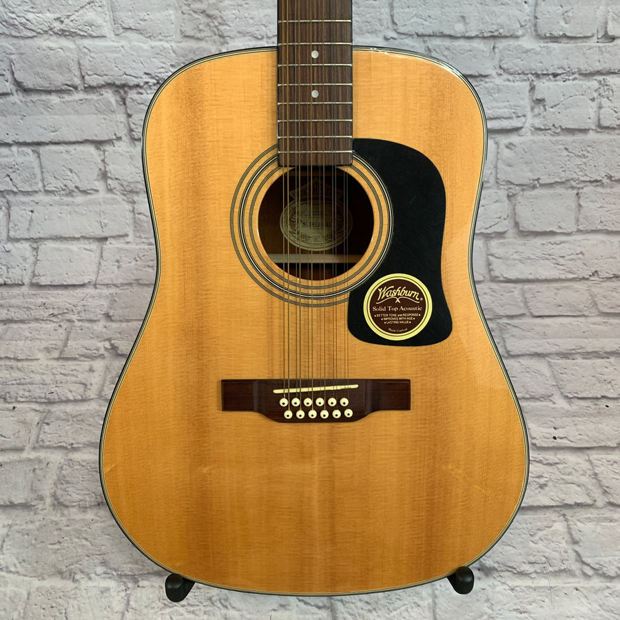 Washburn D12S-12 Twelve String Acoustic Dreadnought Guitar w/ Hard Case