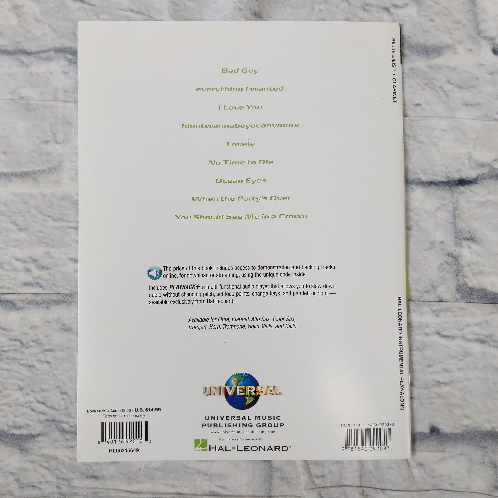 Billie Eilish Clarinet Instrumental Play-along Pack (billie Eilish) Instrumental