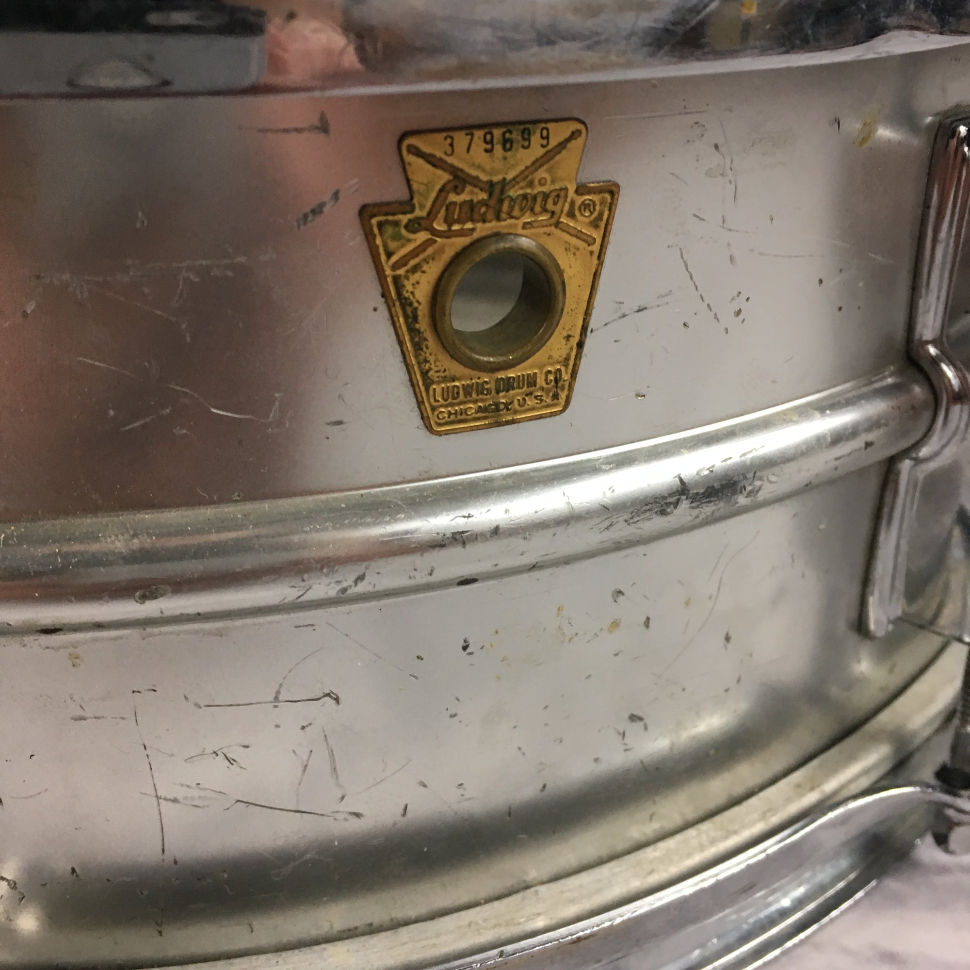 Vintage 14 x 5.5 Ludwig Acrolite Snare Drum 1966 Keystone