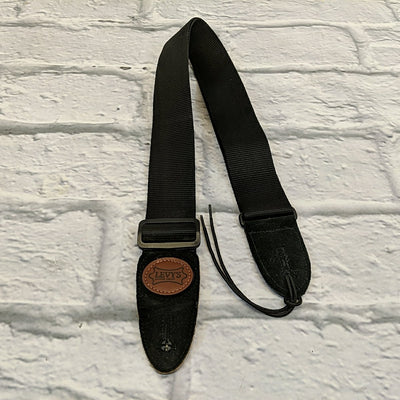 Levy's MSS8 Black 2" Wide Soft-hand Polypropylene Guitar Strap with Leather Ends
