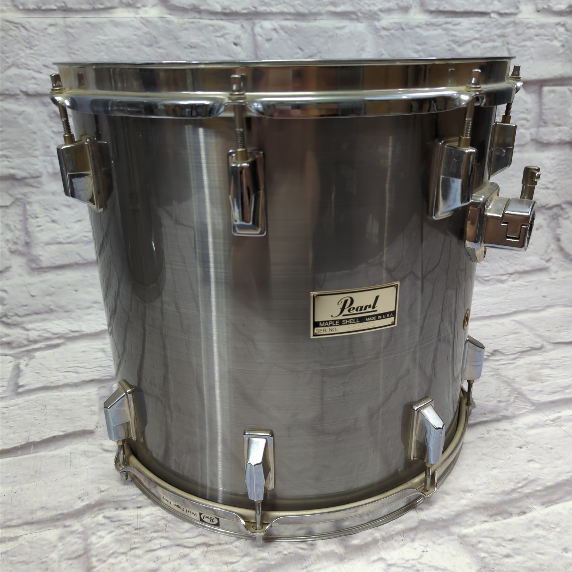 Pearl Maple Shell Made in USA 15x14 Tom Brushed Silver Metallic - Late 80s Early 90s