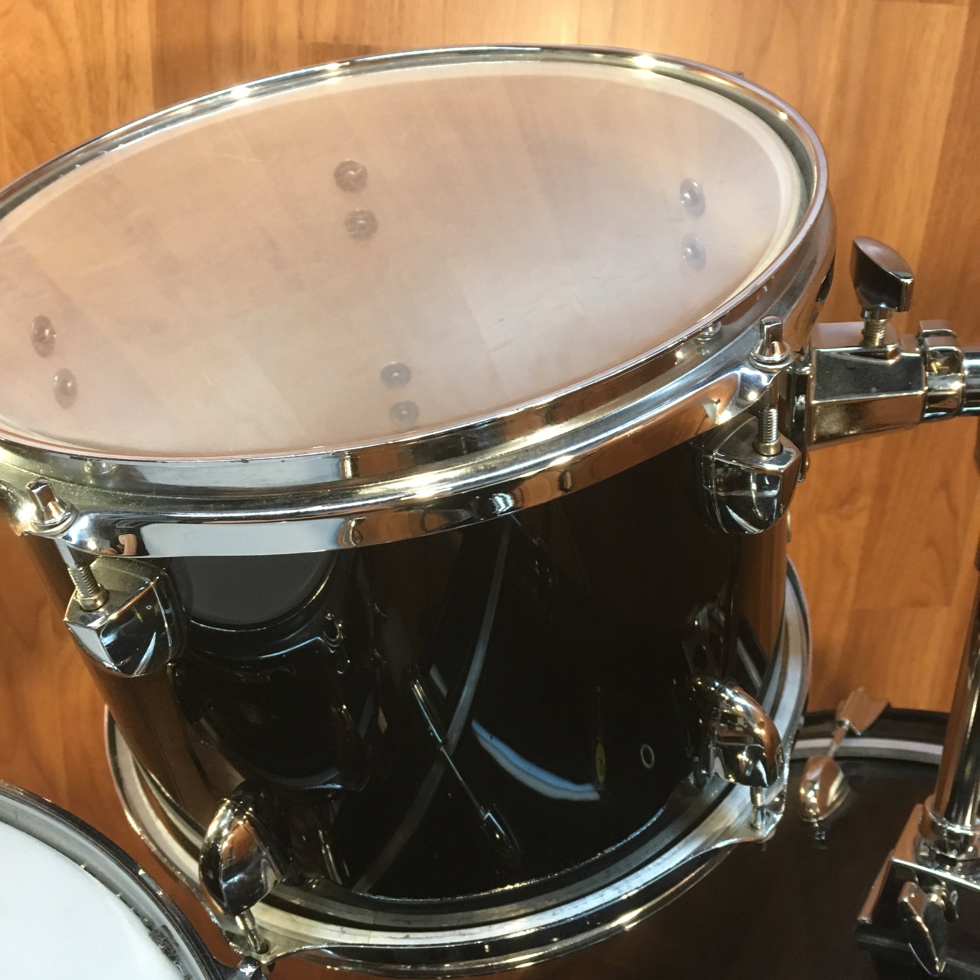 Sound Percussion 4 Piece Black Drum Set with Hardware and Cymbals