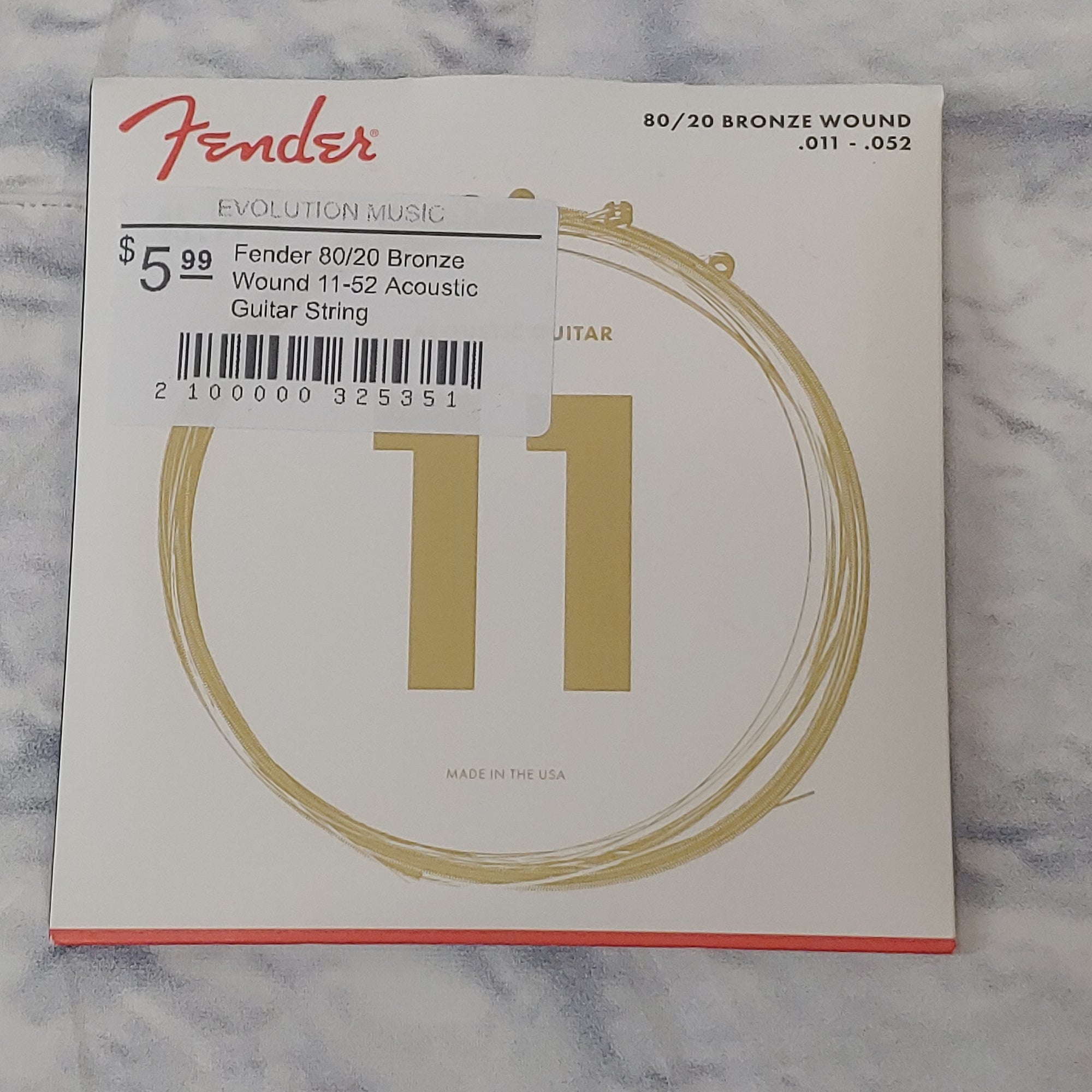Fender 80/20 Bronze Wound 11-52 Acoustic Guitar String
