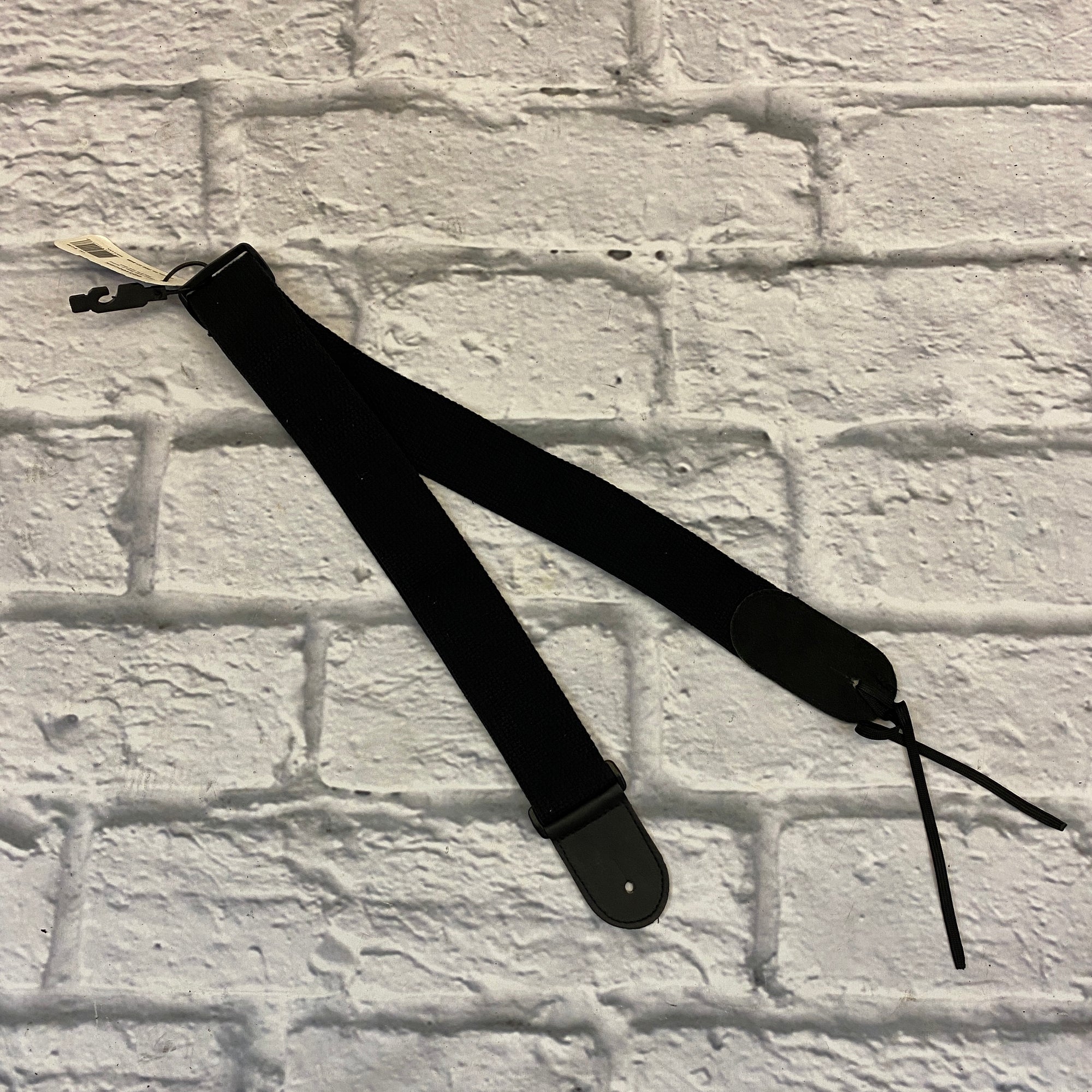 Dimarzio Cotton Guitar Strap 2", Leather Tabs & Tie Cord - Black