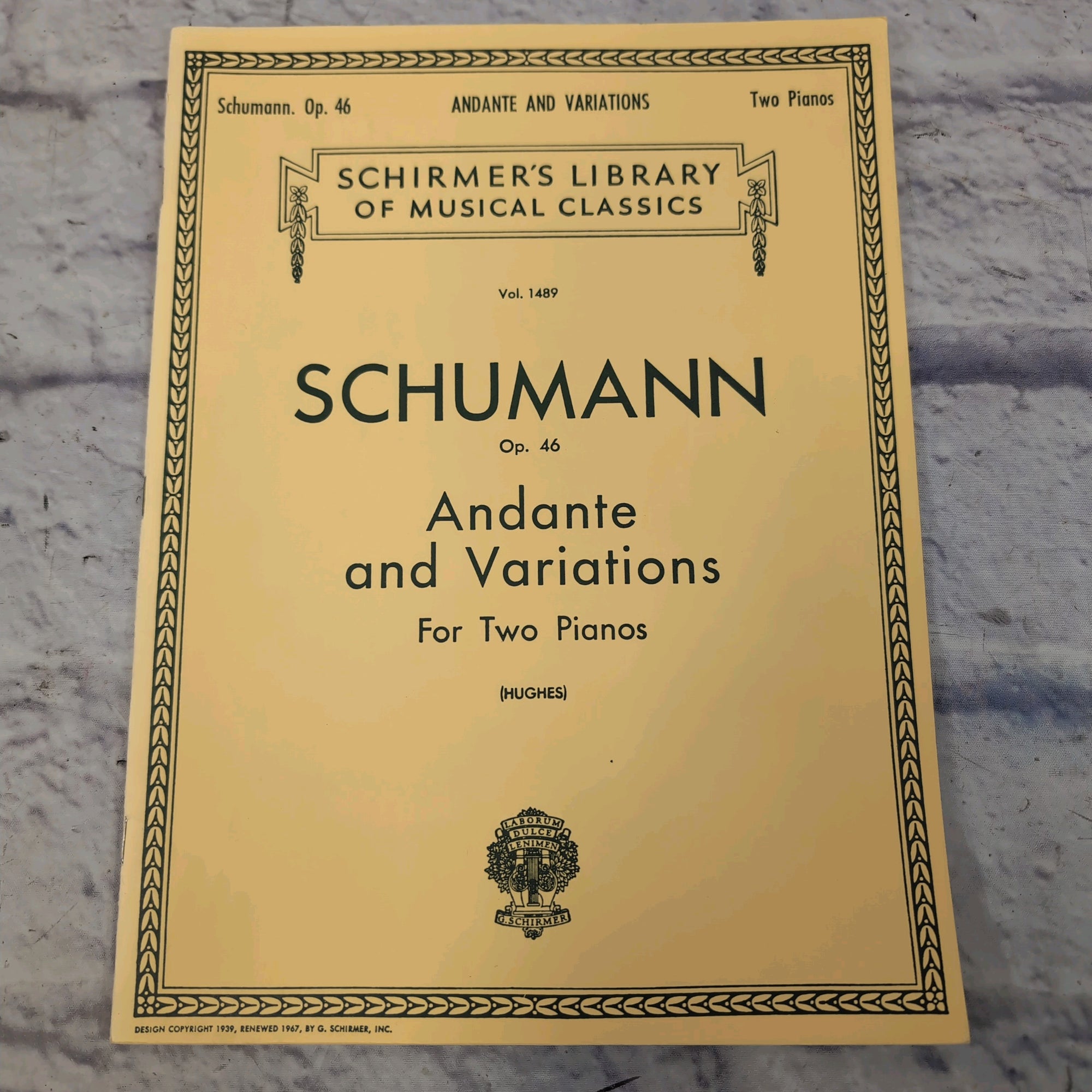 Schirmer's Library Schumann: Op. 46 Andante and Variations For Two Pianos