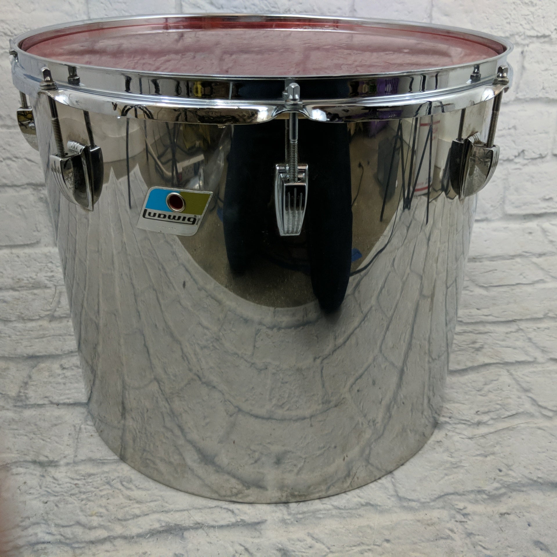 Ludwig Stainless Steel Drum 16x14 Olive Badge