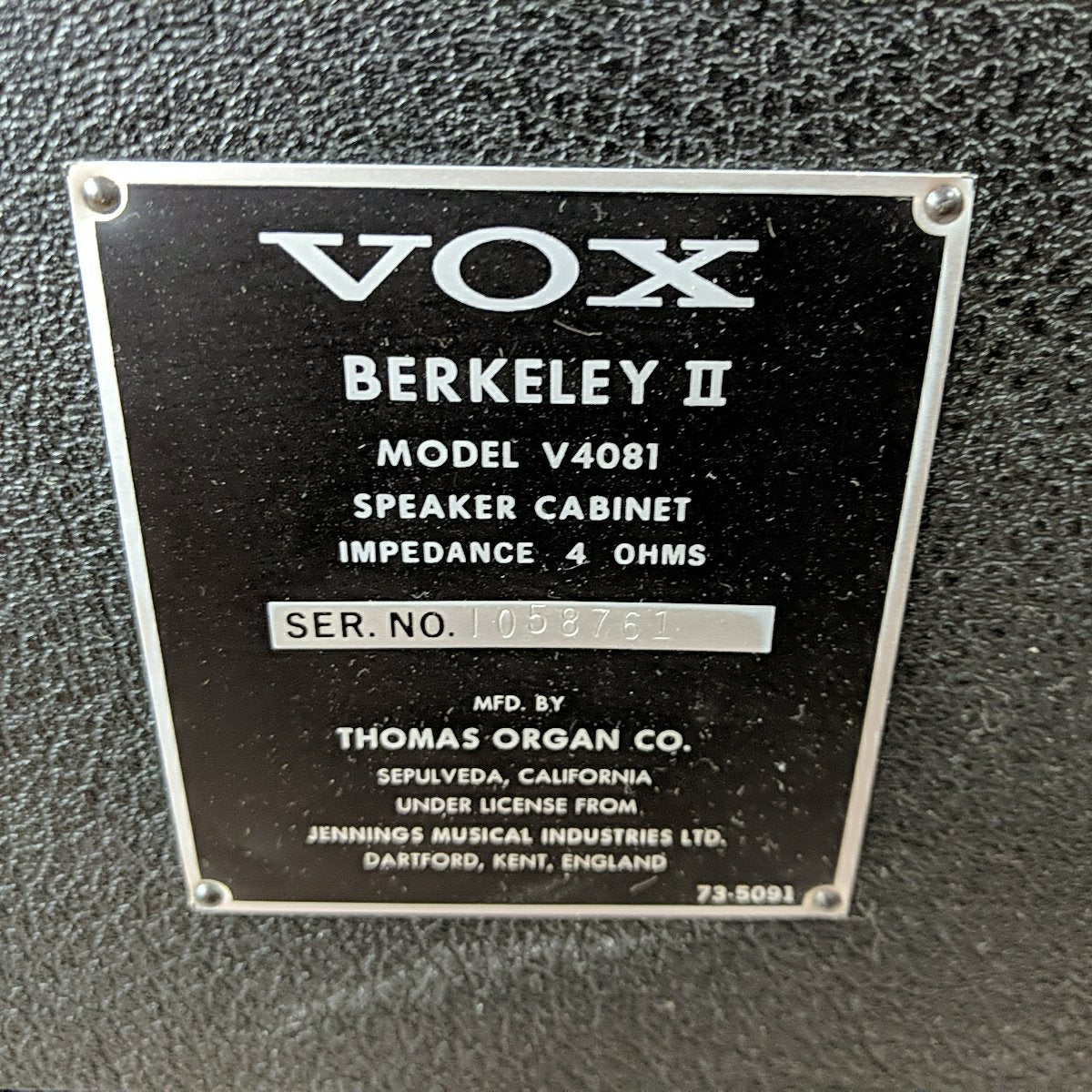 Vintage Vox Berkeley II V1081 Solid State Amp Head and 2x12 Cab with Trolley & Covers