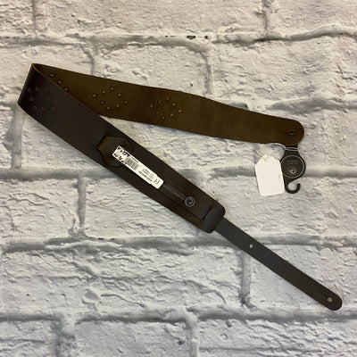 D'Addario Blasted Leather Guitar Strap - Brown with Brass Rivets