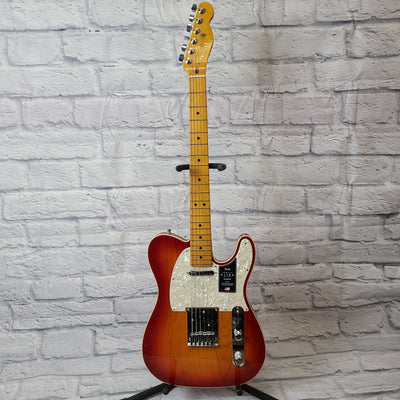 Fender American Ultra Telecaster MN PRB Electric Guitar - Plasma Red Burst